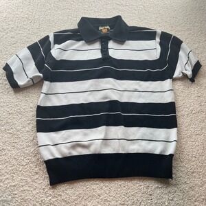 Charlie Browns County The Real OG FB County Mens B/W Stripe Polo Shirt Size XL